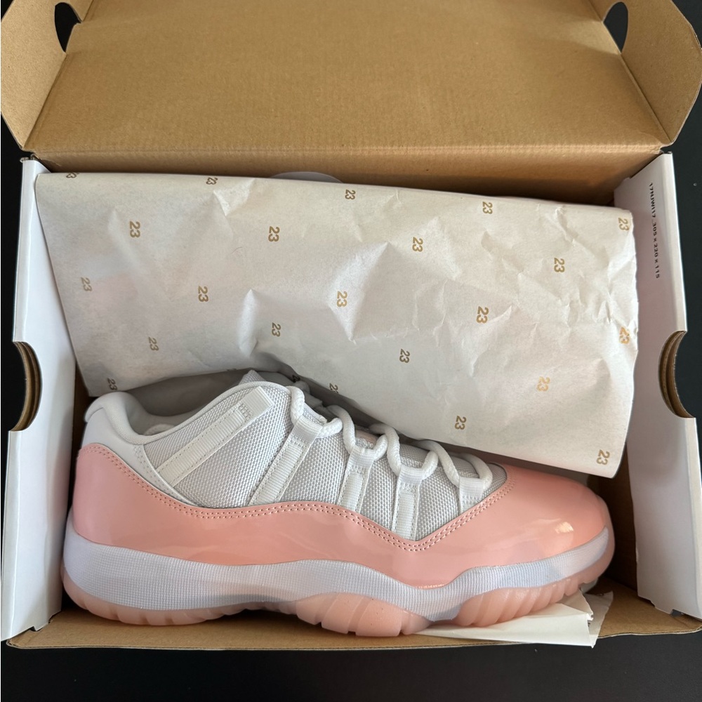 NWB Authentic Women’s Jordan 11 Retro Low Pink and White Sneakers